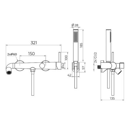 Смеситель для ванны Knotlor SS-32/GM, вороненая сталь, артикул SS-32/GM
