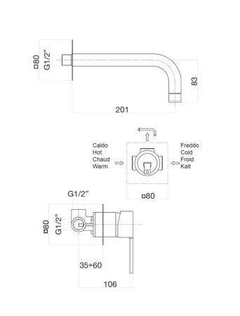 Смеситель для раковины Fiore KALOS 76CR7427, хром, артикул 76CR7427