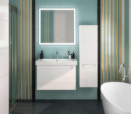 Тумба BUONGIORNO PLUS подвесная с ящиками 80, белая глянцевая-дуб Кантри, артикул BGP.80.1+1\WHT