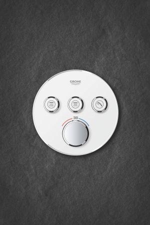 Внешняя часть термостатического смесителя на 3 выхода GROHE Grohtherm SmartControl, белая луна (29904LS0), артикул 29904LS0