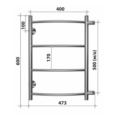 Полотенцесушитель водяной (боковое подключение) Stelmix 60x40 см, дуга, артикул 4670078543738