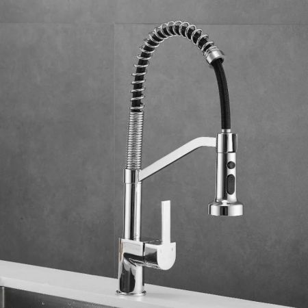 Смеситель для кухни с гибким изливом и режимом душ Haiba HB73826, хром