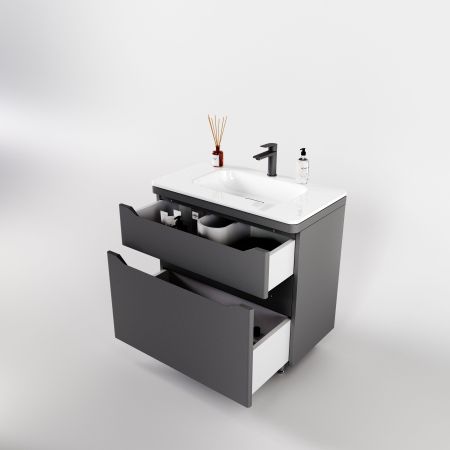 Тумба напольная "Марелла 80" (2 ящ.) Люкс антискрейтч серый, PLUS