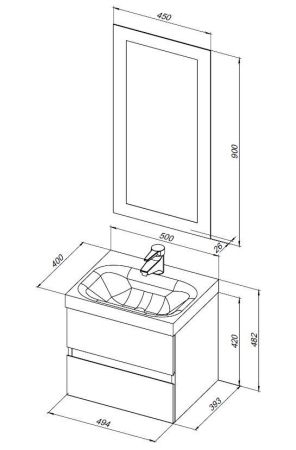 Мебель для ванной Aquanet Беркли 50 белый глянец (2 ящика), артикул 00306356