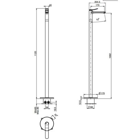 Fima Carlo Frattini Flo Смеситель для раковины, напольный, цвет: золото, артикул F3801/PNOR
