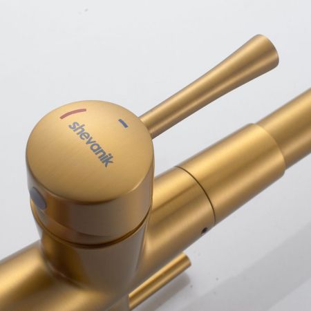 Смеситель для кухни с подключением фильтра Shevanik S428G, золотой сатин