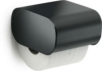 Gedy Outline, бумагодержатель с крышкой, цвет черный матовый