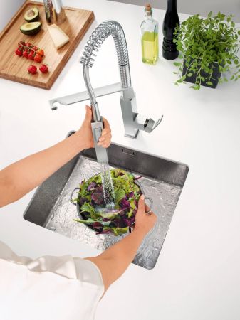 Смеситель для кухни GROHE Eurocube профессиональный, суперсталь (31395DC0), артикул 31395DC0