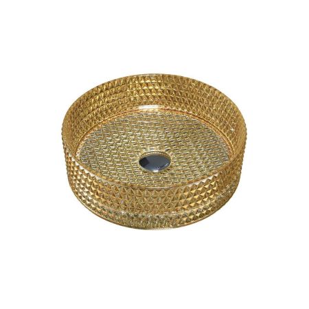 Раковина стеклянная Vincea VBS-5GL05, 400*400*125, накладная, цвет золото, артикул VBS-5GL05