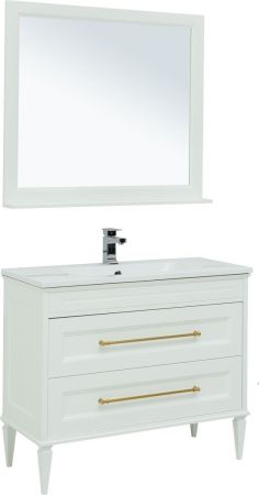Мебель для ванной Aquanet Бостон М 100 белый (ручки золото) (лит. мрамор), артикул 00281192