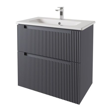 Тумба с раковиной подвесная Dreja Euphoria 80 см, серый базальт, артикул 99.2022-com