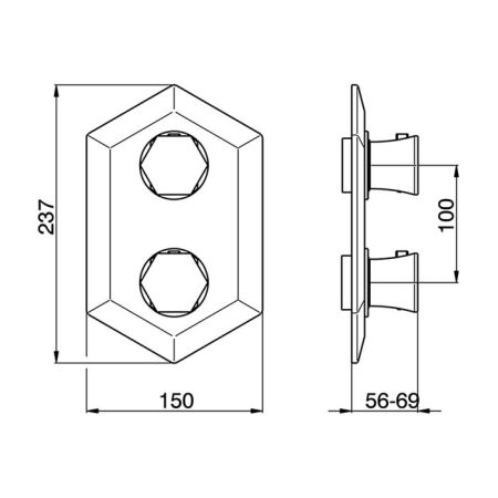 CISAL Cherie Внешняя часть встраиваемого термостатического смесителя для душа, цвет Oro Rosa, артикул CE0093002P