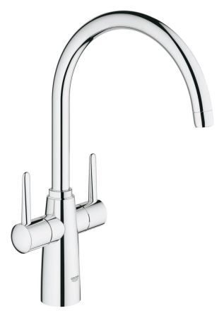 Смеситель для кухни GROHE Ambi с двумя рукоятками, высокий излив, хром (30189000)