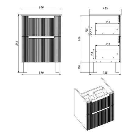 Тумба с раковиной подвесная Dreja Euphoria 60 см, белый, артикул 99.2015-com