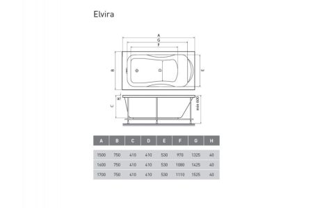 Ванна акриловая Relisan ELVIRA Гл000000978, 150x75, артикул Гл000000978