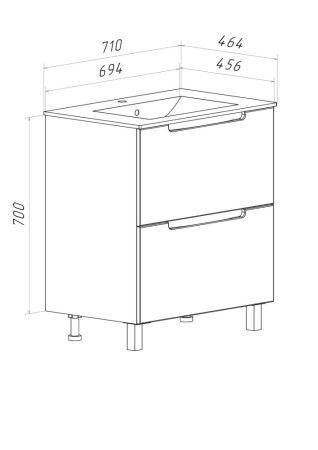 Тумба Runo Lina 70 напольная белая под умывальник 00-00002555 (Teffy 70) (00-00004642), артикул 00-00004642
