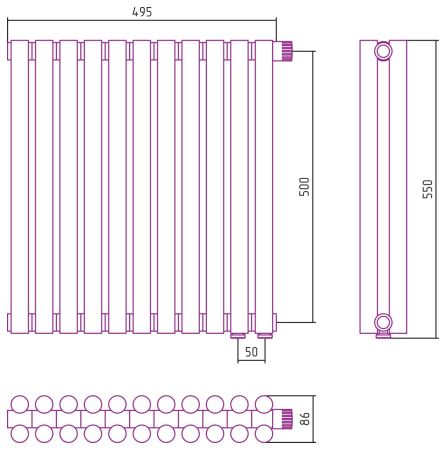 Отопительный радиатор ЭСТЕТ-11 н/ж EU50 500х495 / 11 сек (Шампань), артикул 020-0312-5011