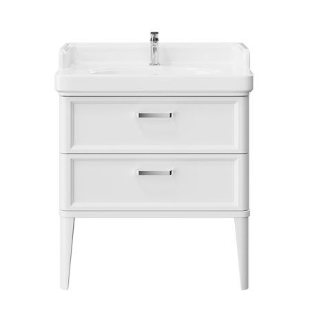 Kerama Marazzi Тумба POMPEI напольная с 2 ящиками 80, белая глянцевая, артикул PO.N.80.2\WHT