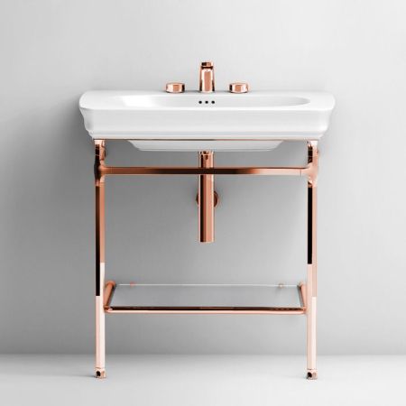 Artceram CIVITAS Металическая структура Quadra 55х44хh80,5см для раковины 68, полка стекло, цвет: розовое золото, артикул CIA003 77 rosa oro