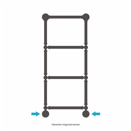 Полотенцесушитель, Сунержа, Ренессанс 1304, водяной, ширина, мм-472, глубина, мм-184, высота, мм-1033, межосевое расстояние-400, подключение-нижнее, мощность, Вт-231, присоединительный размер-НР G 1/2" / НР G 3/4" (эксцентрик), материал-нержавеющая сталь,, артикул 12-0280-9640