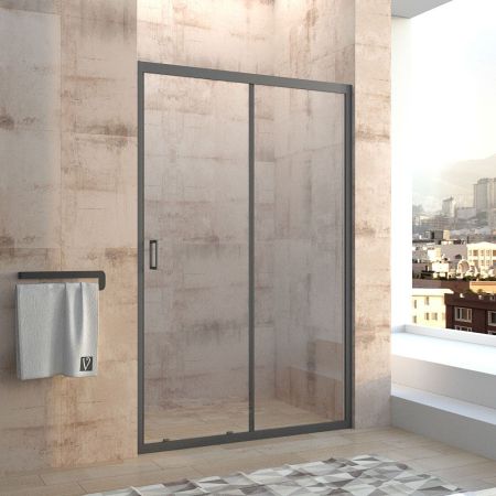 Душевая дверь Vianno 140x195 стекло прозрачное профиль черный VN46B-140-01-19C1, артикул VN46B-140-01-19C1