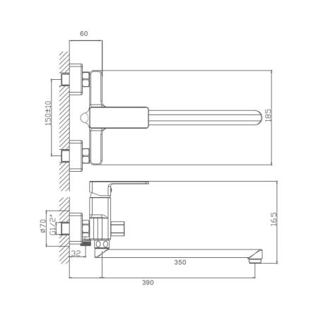 Смеситель для ванны D-Lin D147370, хром