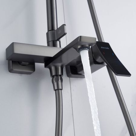 Душевая система Shevanik S4436T, оружейная сталь