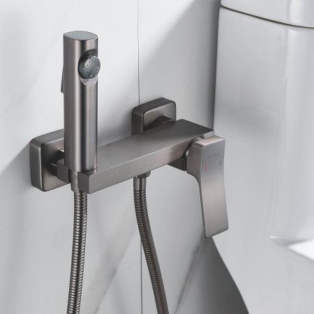 Гигиенический душ со смесителем Shevanik S4005T-1, оружейная сталь