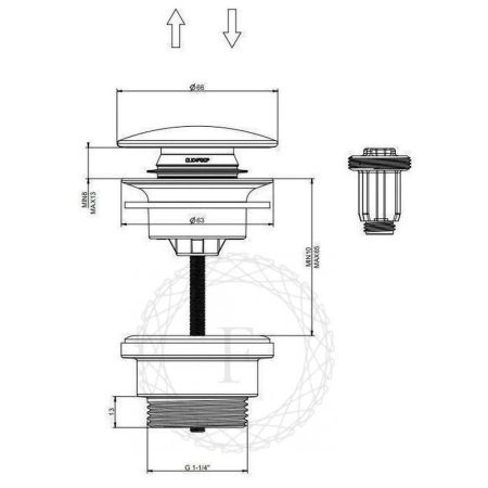 Донный клапан для раковины FILARETE FL75GO, золото
