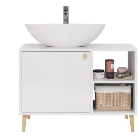 Тумба с раковиной напольная Dreja Luno 80 см, белый, артикул 99-2002-com