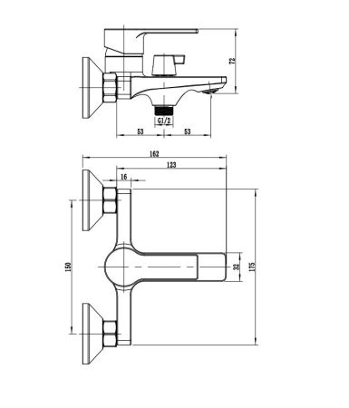 Смеситель для ванны с коротким изливом RUSH MADEIRA (MA3245-44), артикул MA3245-44