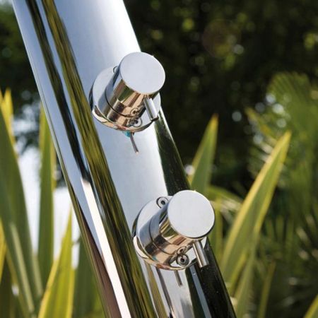 BOSSINI AQUABAMBU Душевая колонна для установки вне помещения, напольная, 2 прогрессивных смесителя, каскад, излив, с встроенной частью, цвет хром, артикул L00860.030