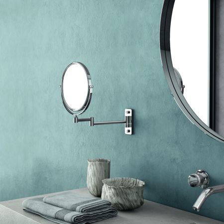 Gedy Gaia, настенное круглое поворотное косметическое зеркало (3x) со складным механизмом, цвет хром, артикул CO2024(13)