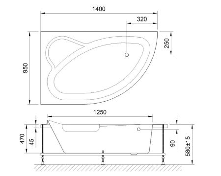 Гидромассажная ванна Royal Bath  ALPINE DE LUXE 140x95x58L, артикул RB819103DL-L