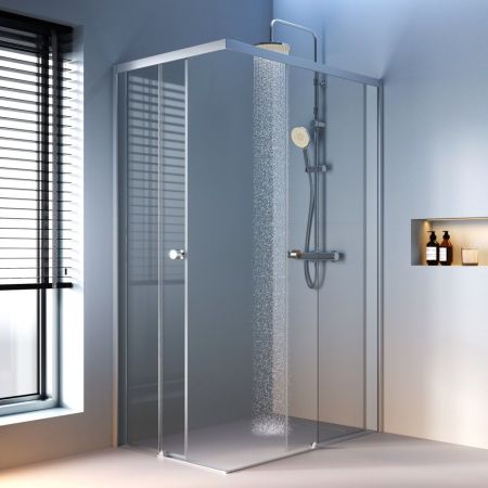 W94G-403-12080-MТ Душевое ограждение X-Joy Square Slide 120х80, мат хром, прозрачное, артикул W94G-403-12080-MТ