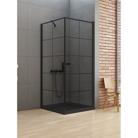Душевое ограждение NEW TRENDY NEW SOLEO BLACK R 90x90x195 D-0285A/D-0121B (черный), артикул D-0285A/D-0121B