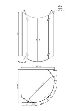 Душевой уголок Ambassador Diamond 12011101, полукруглый, 90х90 см, артикул 12011101