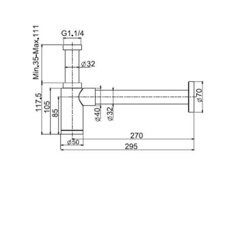 Сифон, Fima Carlo Frattini, Spillo Up, тип сифона-бутылочный, размер ввод/отвод-1 1/4", цвет-черный матовый