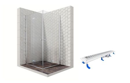 Душевой уголок Ambassador Diamond 12011109-ST5, квадратный, линейный трап, 90х90