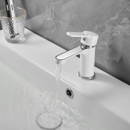 Смеситель для раковины Shevanik S8101F, белый/хром