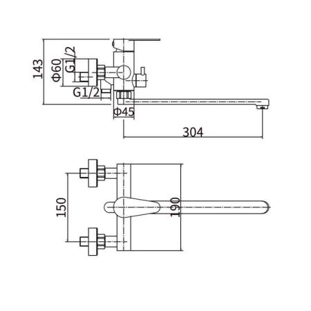 Смеситель для ванны FASHUN A52215, сатин