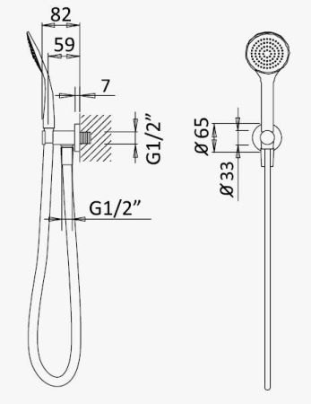 Ручной душ со штуцером-держателем CZR-B-KD-01, артикул CZR-KD-02-M