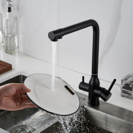 Смеситель для кухни с подключением фильтра Shevanik S248H, черный
