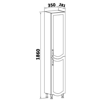 Шкаф пенал Runo Неаполь 35 R 4620750029074 Белый
