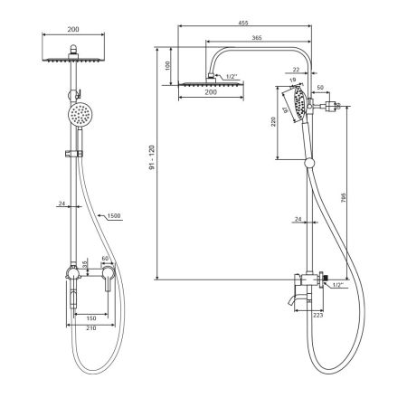 Душевая система WesnaArt EKO EKO05-314, сатин, артикул EKO05-314