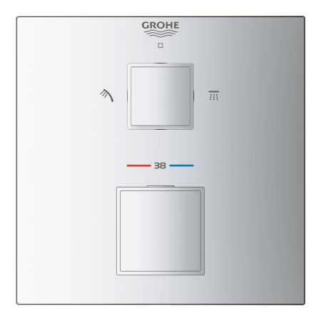 Термостатический смеситель для душа GROHE Grohtherm Cube с переключателем на 2 положения верхний/ручной душ, внешняя часть, хром (24154000)