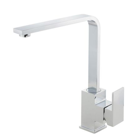 CUCINA KVANT Смеситель для кухни моноком., высокий плоский прямой излив, ручка сбоку, хром, артикул 26096