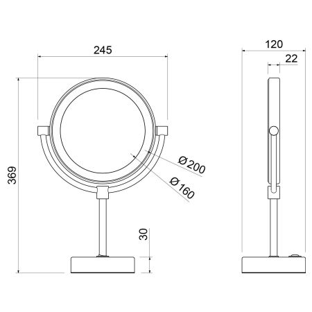 Зеркало настольное с подсветкой Timo Saona 13276/03 черный, артикул 13276/03
