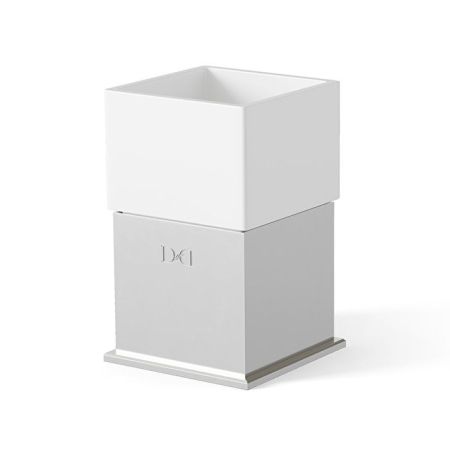 DEVON Cube Стакан настольный, цвет белый/хром, артикул CUBE303CR
