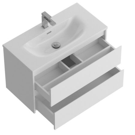 KRAFT 39 База под раковину подвесная с двумя выкатными ящиками, Bianco Opaco, 800х390x500, KRAFT 39-800/390-2C-SO-BO, артикул KRAFT 39-800/390-2C-SO-BO